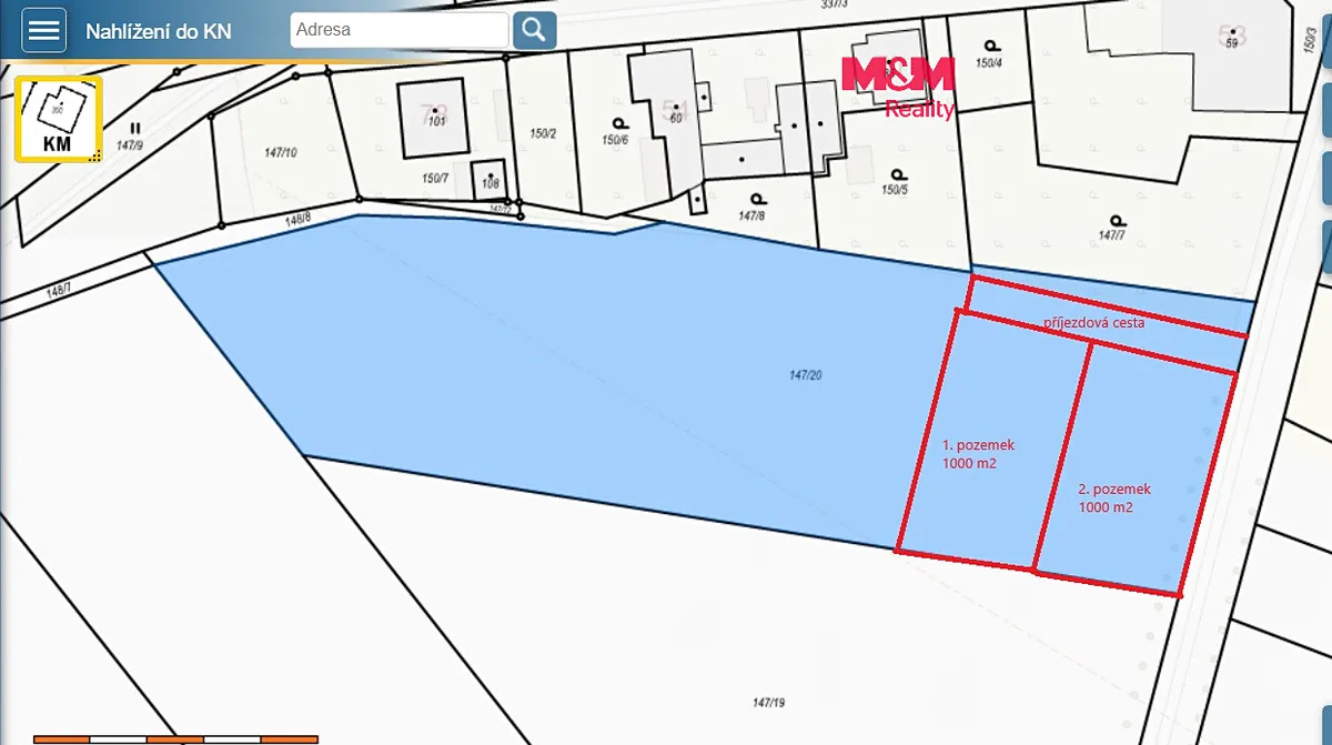 Prodej stavebního pozemku 1000 m²
